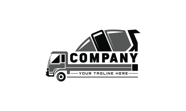 Concrete Mixer Truck Construction Logo Vector.