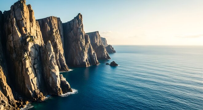Sunset over the Mediterranean sea coastline view, featuring ocean water, sky, and rocks on a Spanish beach - Powered by Adobe