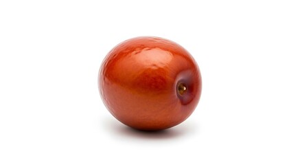 Single red jujube fruit isolated on white background