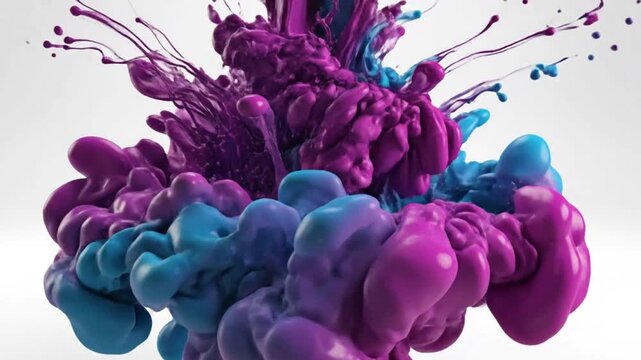 3D Ink Simulation &ndash; Hyper-realistic fluid simulation of ink forming intricate swirls and waves in midair above a white background