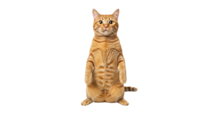 Ginger tabby cat standing on hind legs isolated PNG with Transparent Background