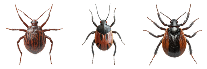 Three unique beetles captured in a detailed study, showcasing their intricate forms