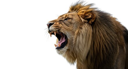 Dynamic Roaring Lion Shot in Profile for Strong, Impactful Visuals