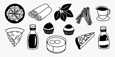 Collection of Food and Drink Vector Illustrations for Culinary Design