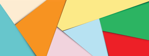 Colorful Geometric Paper Cut Layer Abstract Background with Modern Overlapping Shapes Vector