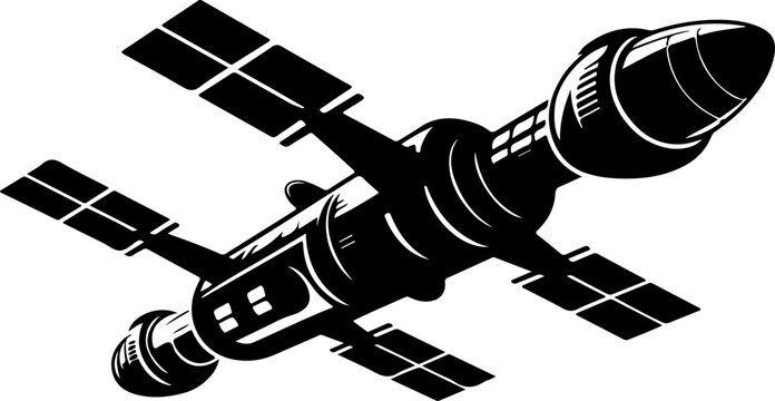 futuristic space station silhouette vector illustration