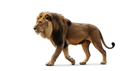 Obraz premium Action-Focused Image of a Lion Moving with Power and Purpose