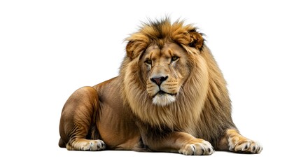 Obraz premium Majestic Lion Lying Calmly with an Impressive Mane