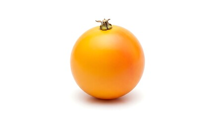 Single ripe orange cherry tomato isolated on white background
