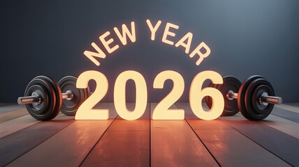 Get fit this year Happy New Year 2026 dumbbells