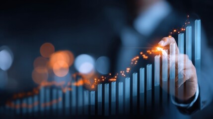 Businessman touching glowing stock market graph