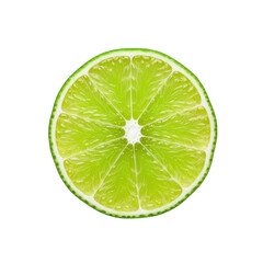 Lime slice bright green citrus isolated pure white background