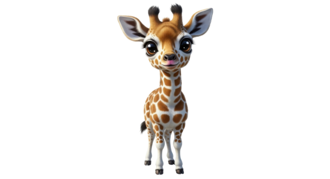 Cute cartoon giraffe illustration isolated PNG with Transparent Background - Powered by Adobe