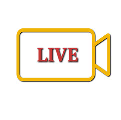 3D Yellow Digital LIVE Frame Icon in Realistic Octane Render