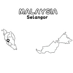 Outline of the malaysia Map with State Boundaries with name and capital city for Educational Purposes and Planning in transparent and vector
