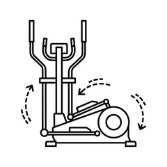 Elliptical Trainer Machine Line Icon with Movement Arrows