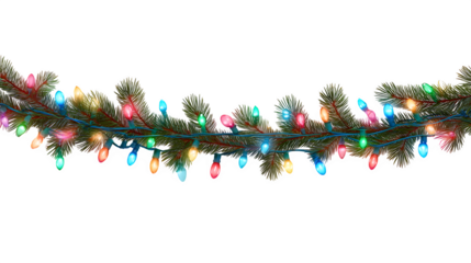 Realistic vector Christmas garland with multicolor lights isolated on white background