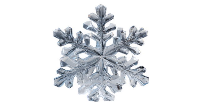 Realistic transparent glass snowflake 3D render isolated on white background - Powered by Adobe