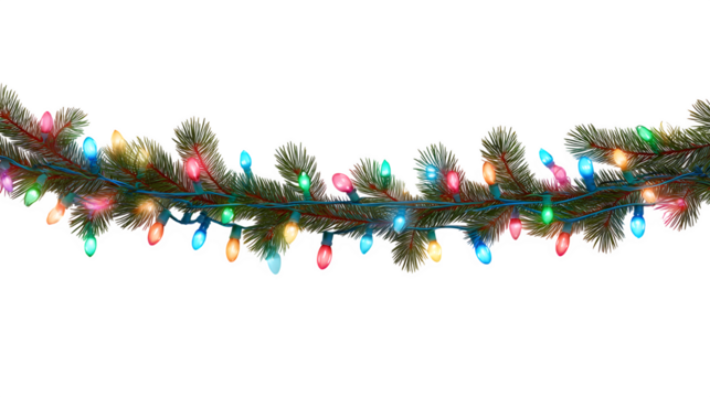 Realistic vector Christmas garland with multicolor lights isolated on white background