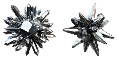 Elegant Metallic Mineral Crystals Displaying Geometric Precision 