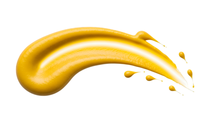 Vibrant yellow creamy sauce creating an elegant, whisked swirl with dynamic droplets, perfectly isolated on transparent background for culinary and design uses