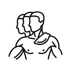 Three Male Profiles Abstract Line Art Icon