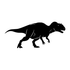 Isolated silhouette of a carnotaurus dinosaur on a plain white background