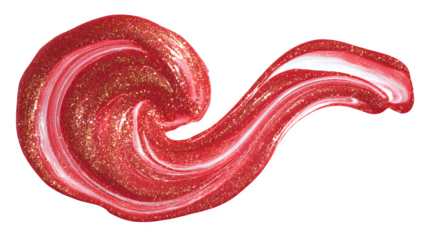 Red liquid swirl with glitter effect for vibrant holiday design isolated on white background