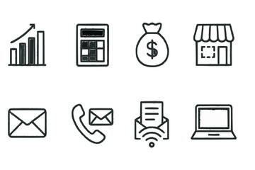 Business computer icons set vector illustration for web and mobile symbol