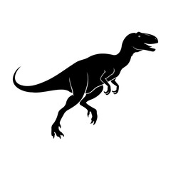 Obraz premium A black silhouette of a dinosaur with a long tail and sharp claws posed