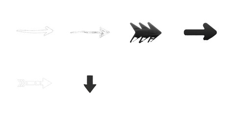 Variety of arrow shapes and styles on white background isolated on a transparent background