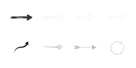 Assortment of Arrows and Directional Icons symbol graphic isolated on a transparent background