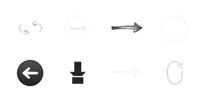 Assortment of Arrow Symbols and Navigation Icons direction isolated on a transparent background