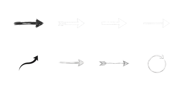 Assortment of Arrows and Directional Icons symbol graphic isolated on a transparent background