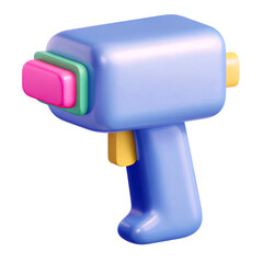 A colorful, cartoonish illustration of a playful toy gun designed for creative projects and fun visuals.