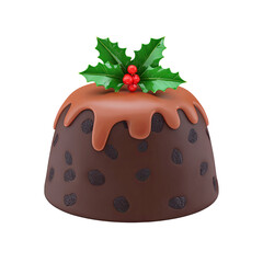 A delicious chocolate dessert topped with holly, perfect for festive celebrations and holiday gatherings.