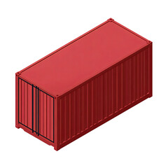A red shipping container isolated on a white background, ideal for logistics and transportation concepts.