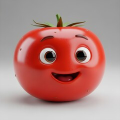 Adorable red tomato mascot character with a friendly smile.