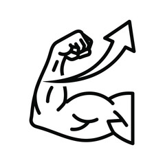 Flexed Bicep with Upward Arrow Icon Symbolizing Strength, Growth, and Progress