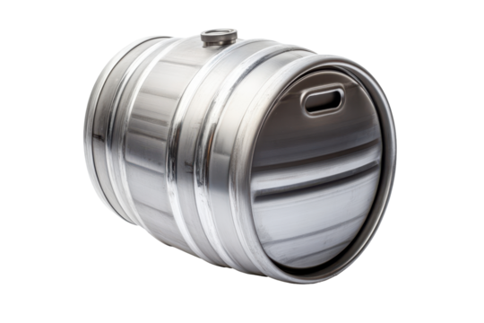 Metal beer keg isolated on transparent background. Metal beer keg isolated on white background.