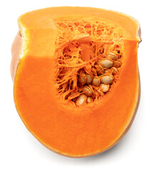 piece of pumpkin isolated on white background. clipping path
