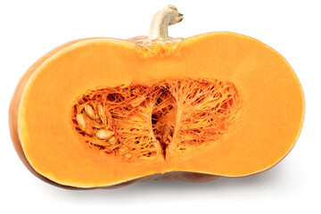 piece of pumpkin isolated on white background. clipping path