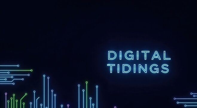 Digital Tidings Neon Glow Circuit Board Background Technology Concept