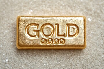 Gold bar featuring the word gold engraved on its surface in a simple and clear manner