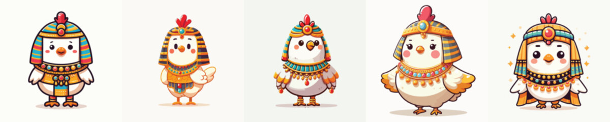 cute chicken vector in cleopatra costume