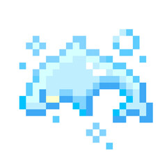 Summer Pixel Dolphin Icon – Cute Y2K Emoji Style | 夏 キュート ポップ イルカ アイコン ピクセル