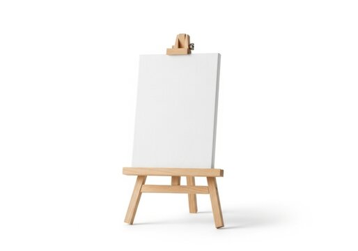 Wooden easel with blank canvas isolated on white background isolated on transparent background