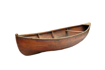 Old wooden boat isolated on transparent background. Paddle boat isolated on white background.