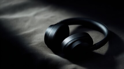 wireless headphones soft large with buffer column loudspeakers, black modern design, sleek minimal style