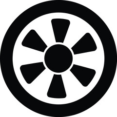 Obraz premium Simple black silhouette of a car wheel with six spokes on a white background silhouette